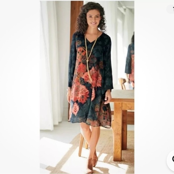 Soft Surroundings Santa Caterina Flowy Gypsy Boho Knee Length Dress Size 2X - Picture 1 of 13